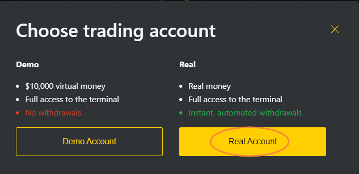 How to open an EXNESS real account