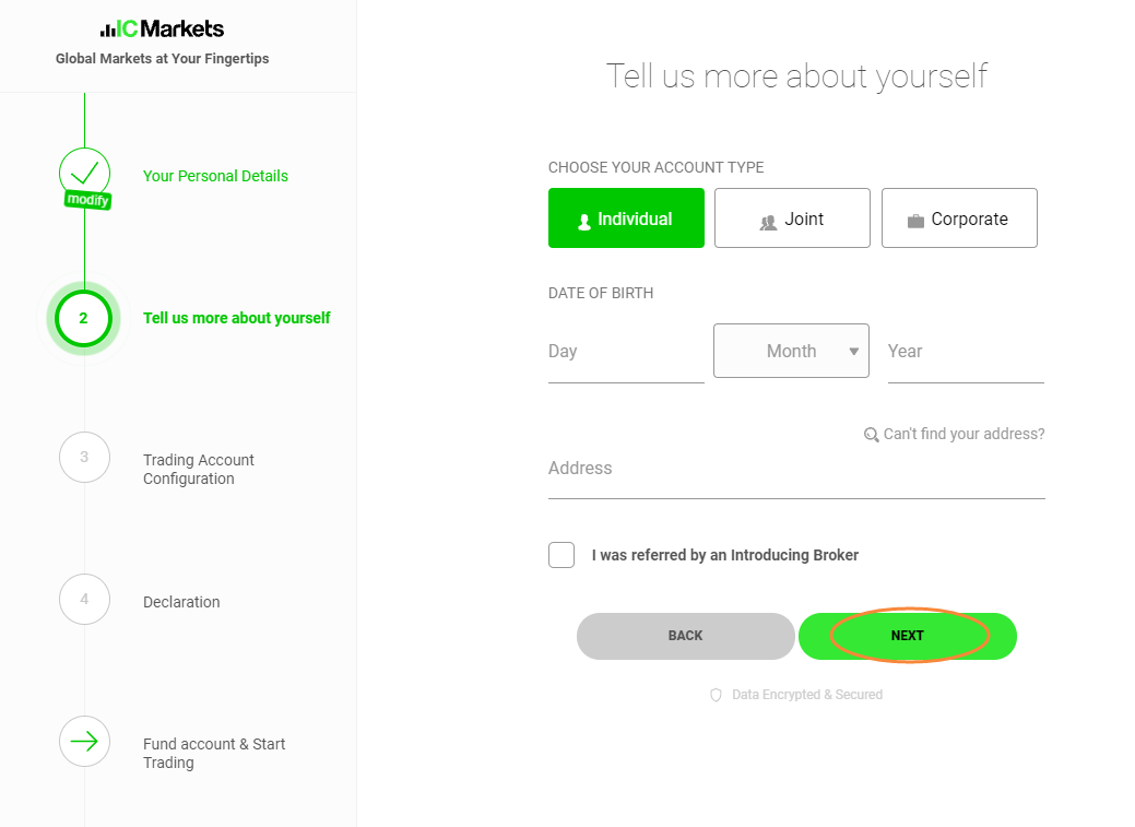 How to open an IC Markets live account